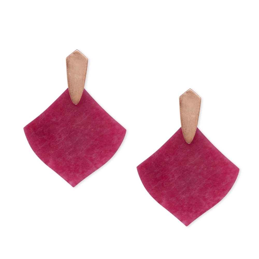 NWT Kendra Scott Gold Drop Earrings in Maroon Jade